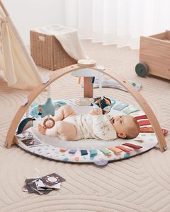 Gimnasio y Tapete de Juego para Bebés con 5 Zonas de Desarrollo, Tapete de Actividades de Madera para Bebés con 6 Juguetes Sensoriales Desmontables - Product Image 4