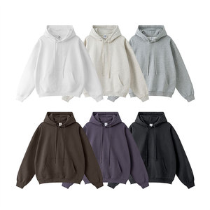 2025 nouveau 440GSM poids lourd solide automne à capuche coton Polyester mélange surdimensionné pull Logo personnalisé français éponge Streetwear - Product Image 5