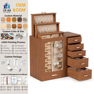 Большой органайзер для ювелирных изделий со стеклянным окном, ящики для ожерелья, серьги, кольца, браслеты, часы, подарок для женщин - Product Image 1