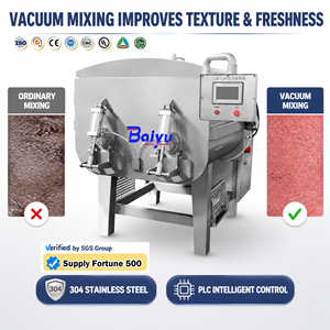 Mélangeur à viande industriel 500L en acier inoxydable, marque Baiyu, équipement <span class=keywords><strong>de</strong></span> mélange sous vide à double arbre et décharge latérale pour viande - Product Image 1