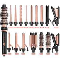 Fer à boucler céramique PTC double tension 5 en 1 avec température réglable, écran LED, chauffage rapide portable et fûts interchangeables