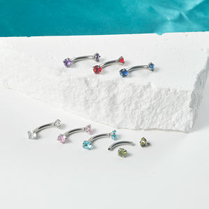Anneau de sourcil en acier chirurgical incurvé <span class=keywords><strong>Piercing</strong></span> Barbell CZ Stud Labret Lip Ring Earring Tragus Helix Rook <span class=keywords><strong>Bridge</strong></span> <span class=keywords><strong>Piercing</strong></span> Jewelry - Product Image 6