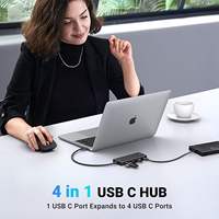 UGREEN Hub USB C de 10 Gbps con Cable de 20 cm, Adaptador Multipuerto USB 3.2 Portátil, Estación de Conexión con 4 Puertos USB C para MacBook y iPad