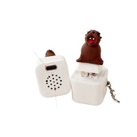 Porte-clés sonore rechargeable en plastique en forme de sceau, jouet électronique créatif à bouton lumineux qui émet des sons en pressant et lâchant