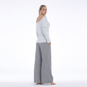 <span class=keywords><strong>Camicia</strong></span> lavorata a maglia a manica lunga con stampa tinta unita nuova signora <span class=keywords><strong>monospalla</strong></span> oversize t-Shirt con decorazione Logo stile Casual - Product Image 2