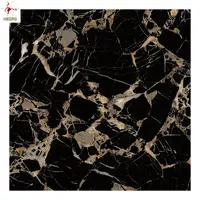 Factory price black gold marble look glazed polished porcelain floor tiles