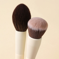 Ensemble de 13 pinceaux de maquillage vegan personnalisés avec logo de marque privée, manche en bois mat, étui en PU beige, pour cadeau d'entreprise
