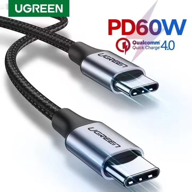 60W UGREEN USB C Cable 3A Type C Fast Charge Data Transfer 480Mbps Nylon Braided Cable for iPhone Huawei Xiaomi Charging Cable