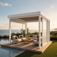 Pergola bioclimatique motorisée en aluminium, étanche, à lames orientables, revêtement poudré, auvent de jardin