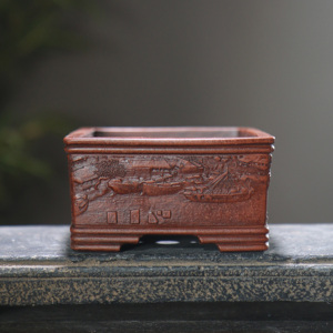 Pot à Bonsaï Rectangulaire en Argile Violette Style Chinois, Petite Taille, Ornement de Bureau pour Érudits - Product Image 2