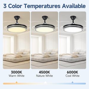 Quạt Trần LED hiện đại 42 inch đèn sắt có thể thu vào cơ thể AC điều khiển từ xa cho phòng ngủ phòng khách phòng ăn nhà bếp - Product Image 3
