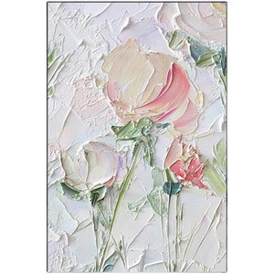 Pintura al Óleo Pintada a Mano, Flores con Textura Gruesa, Arte Decorativo Moderno y Minimalista para Sala de Estar, Fondo de Sofá, Marco de Madera - Product Image 5