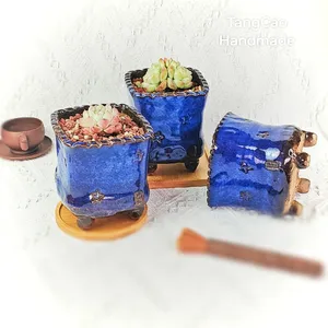 TangCao atacado projetado e produzido à mão moderno casa jardim decoração de mesa vaso suculento vasos de flores de cerâmica personalizados