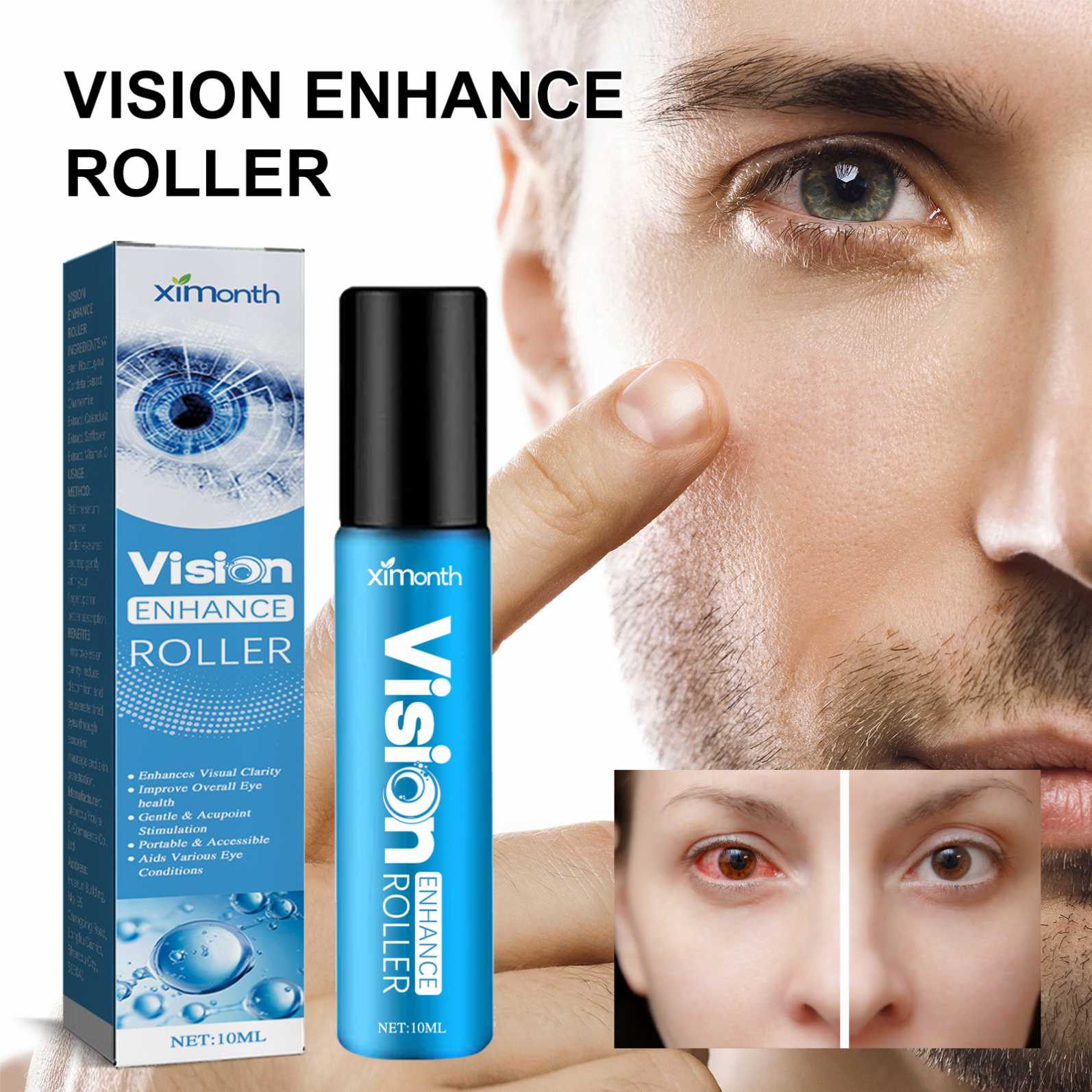 Night eye Beaute Eyelid Roller 6個セット Ximonth Vision Enhance Roller - Fatigue Relieving Eye Massage