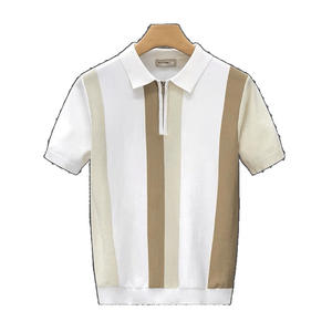 10% DISKON <span class=keywords><strong>M</strong></span>-3XL Kaos Bergaris Warna-warni Musim Panas Kerah Modis Lengan Pendek Kaos Rajut Sutra Es Model Polo - Product Image 3