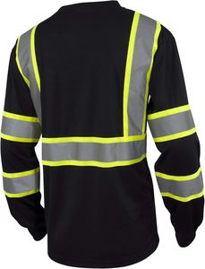 Tùy chỉnh <span class=keywords><strong>Hi</strong></span> <span class=keywords><strong>VIS</strong></span> Class 3 Polyester T-Shirt phản quang an toàn bảo hộ lao động khả năng <span class=keywords><strong>hi</strong></span>ển thị cao màu đen dài áo sơ mi - Product Image 3