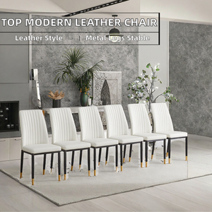Silla de Comedor de Cuero Profesional Moderna Más Vendida con Patas de Metal para Hogar, Oficina, Hotel, Escuela y Apartamento - Asiento Individual - Product Image 2