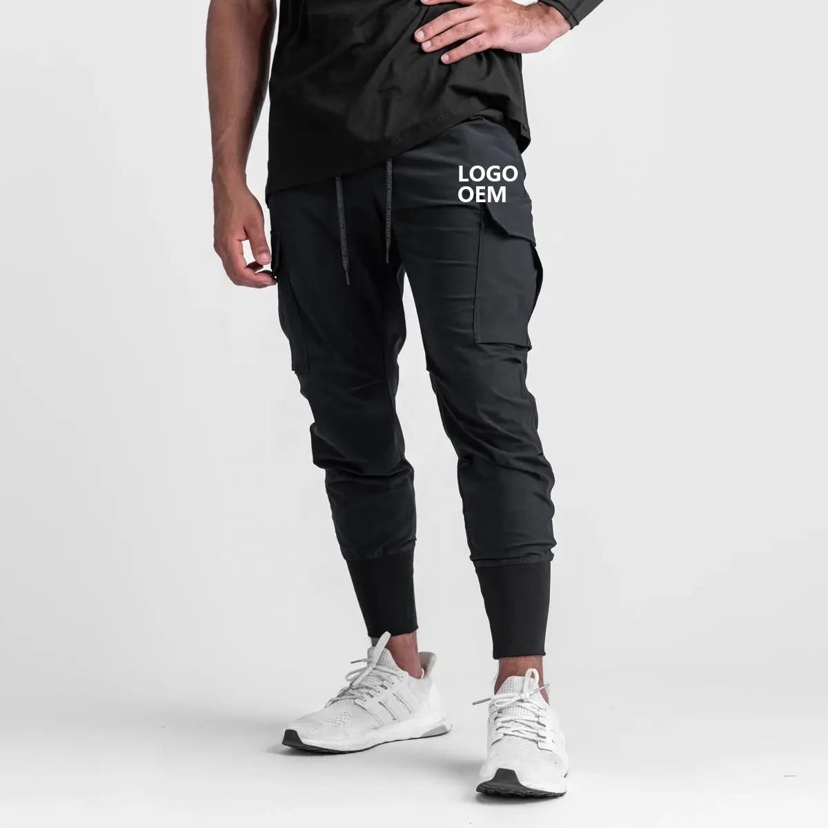 High Quality Nylon Slim Fitness Workout Track Pants Man Wholesale Blank Compression Gym Bottoms Black Jogger Sweat Pants