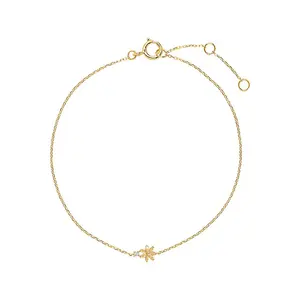 Gemnel new design 925 silver jewelry gold plated handcrafted charm white cz daisy women bracelet