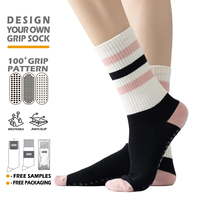 Chaussettes de sport pour femmes de bonne qualité, antidérapantes, avec logo personnalisé, tricot jacquard, spandex/nylon/coton, écologiques, séchage rapide