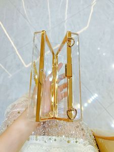 New Cross-Border Women's Fashion Simple Rhinestone Box Shoulder Slung <b>Chain</b> <b>Handbag</b> Zip Closure Polyester for Dinner Use Tanjing - Product Image 3