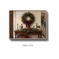 Décorations de Noël, peinture sur toile vintage, art mural, image de scène enneigée pour la décoration des fêtes