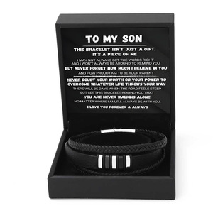 Pulsera de cuero tejida para hombre, moderna pero no elegante, bicolor, galvanizada, diseño retro artístico minimalista, para regalo de hijo - Product Image 3