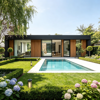 Maison préfabriquée modulaire moderne, structure en acier, villa préfabriquée, grande fenêtre en verre, maison pour usage résidentiel
