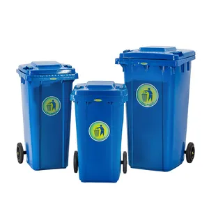 240l Luar Ruangan Tempat Sampah Roda Plastik Tempat Sampah Sampah