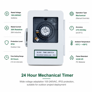 Minuteur mécanique programmable 24 heures TB-388 à 96 segments avec batterie de secours pour éclairage public et signalisation - Product Image 5