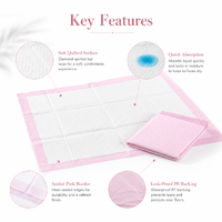 Tapis d'entraînement pour chiens robustes, imperméables IPX7, en PE rose, avec noyau en pâte fluff SAP, écologiques, personnalisables, aides à l'apprentissage de la propreté en intérieur