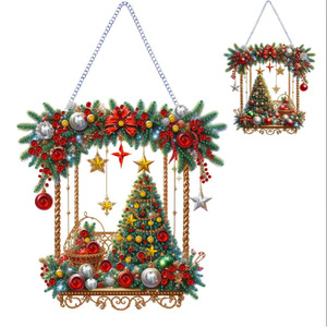 Christmas Hanging Ornament Rectangle <b>Plastic</b> Decorative Festival Christmas <b>Tree</b> Decoration European Modern Art Style - Product Image 1