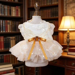Vestidos para mascotas, falda de tul, vestido de novia dorado, estilo princesa, para Bichón Frisé, Teddy, Pomerania, ropa para perros y gatos - Product Image 2