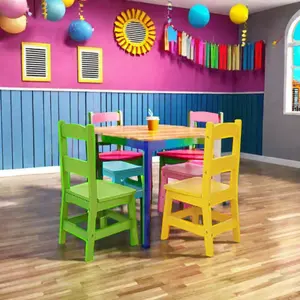 Table et 4 chaises en bois pour enfants pour jouer apprendre l'école ou la villa pour chambre à coucher salon hôtel ou appartement