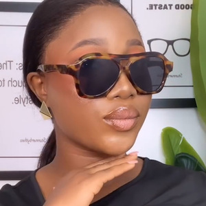 Lunettes de soleil carrées pour femmes Kedun à double barre et grande monture, protection UV400, nouvelle collection 2024, style rétro européen et américain, tendance Instagram - Product Image 2