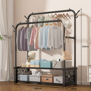Porte-vêtements sur pied avec étagère à chaussures intégrée - Product Image 3