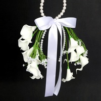Bouquet de mariée en PU avec perles artificielles et lys Calla, fleurs à tenir à la main pour séances photo, arrangements floraux