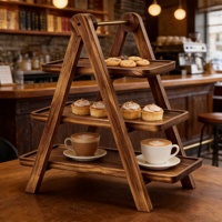 Support à cupcakes en bois à 3 niveaux, fait main, de luxe, décoration de cuisine en métal pour mariage, thé, anniversaires