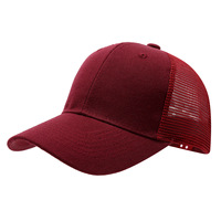 Gorra de béisbol al por mayor de 6 paneles con visera curva, logotipo personalizado de sarga, parche de cuero, lazos, bordado 3D, parte trasera de malla, gorra deportiva promocional
