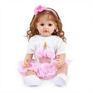 Muñeca Reborn de 22 Pulgadas, Cabeza de Vinilo Suave, Cuerpo de Tela, Realista, Recién Nacida, Vestido de Tul Rosa, Regalo para Niñas de 3+ Años - Product Image 1
