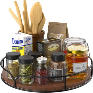 Acacia <span class=keywords><strong>Lazy</strong></span> Susan Organizer per tavolo in legno pigra Susan giradischi in legno da cucina di stoccaggio cibo tavole di formaggio - Product Image 1
