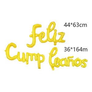 Ballons en aluminium en forme de lettres « Feliz Cumpleaños » pour la <span class=keywords><strong>fête</strong></span> d'<span class=keywords><strong>anniversaire</strong></span> espagnole, ensemble pour la célébration de mariage, fournisseur pour événements festifs - Product Image 5