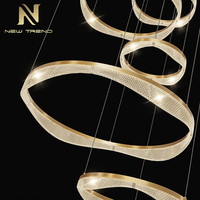 Nouveau produit, décoration intérieure, villa, escalier, lustre moderne en acrylique à LED en forme d'anneau