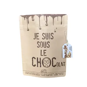 Sac d'emballage en plastique laminé biodégradable imprimé personnalisé, scellé à la chaleur, 3 côtés, papier Kraft brun, pour bœuf séché