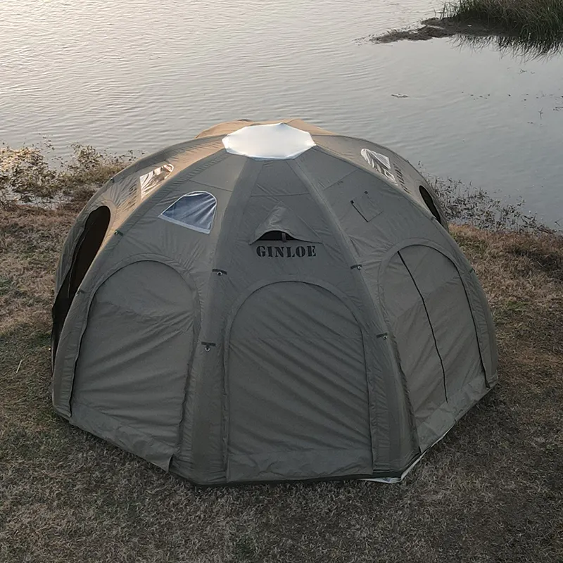 GINLOE Air Zelt 21 Quadratmeter aufblasbares Tome-Zelt UV-Schutz hochwasserdichtes Camping-Zelt Tome Outdoor TC Baumwollbezug