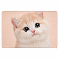 Tapis de bureau en suède 900 x 400 mm, motif portrait de chat, tapis de souris intégral, base en caoutchouc inodore, coutures plates encastrées, antidérapant