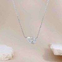 18K Weißgold Labor-Gezüchteter Diamant-Anhänger Halskette Tropfenform Minimalistisch Modisch Verstellbar Birnenförmiger Schliff Damen Feiner Schmuck Zierlich