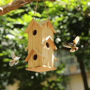 Casetta per Uccelli in Legno a <span class=keywords><strong>3</strong></span> Piani da Appendere all'Esterno con Foro d'Ingresso da 1,41 Pollici Rifugio per Nidi di Uccelli - Product Image 1