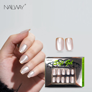 Nailway 30Pcs Court Carré Français Ongles Gel Presse Sur Ongles En Gros Réutilisable <span class=keywords><strong>Faux</strong></span> Ongles - Product Image 1