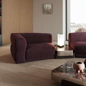 طقم أريكة قطاعية إيطالية بتصميم بسيط مغطاة بالقماش قابلة للاسترخاء فاخرة وعصرية راقية منحنية لغرفة المعيشة والفنادق - Product Image 2